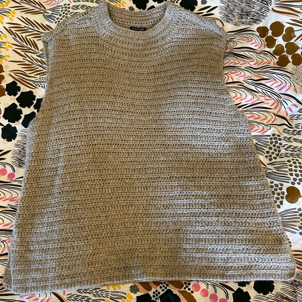 100% Baby Alpaca knit sweater vest by Eileen Fisher.